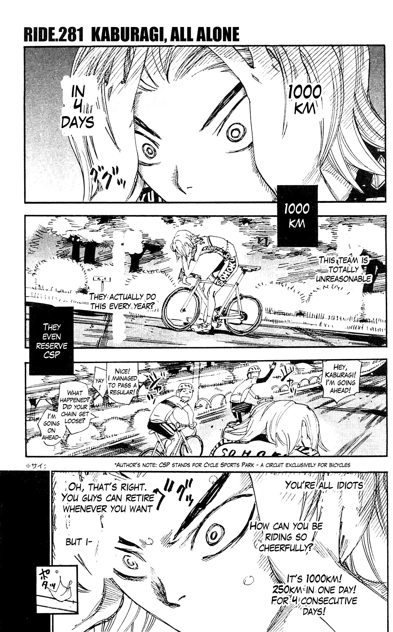Yowamushi Pedal Chapter 281 page 1 - Chapter 281: Kaburagi, all alone