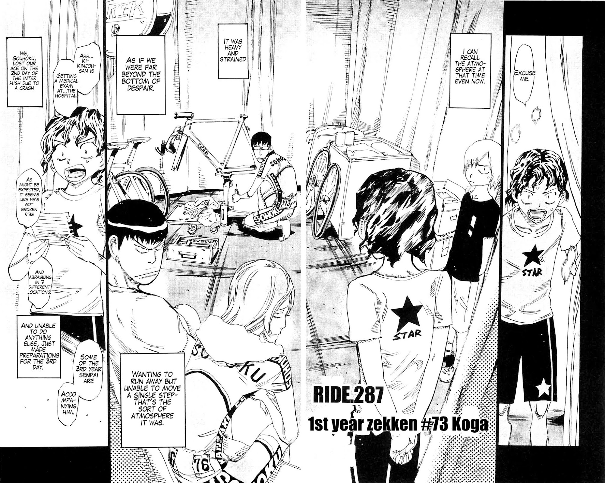 Yowamushi Pedal Chapter 287 page 4 - Chapter 287: 1st year zekken #73 Koga