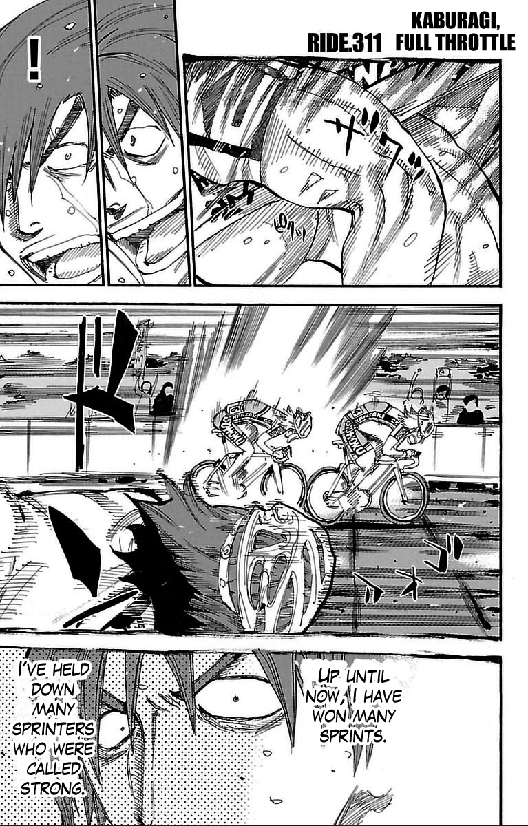 Yowamushi Pedal Chapter 311 page 1 - Chapter 311: Kaburagi, full throttle
