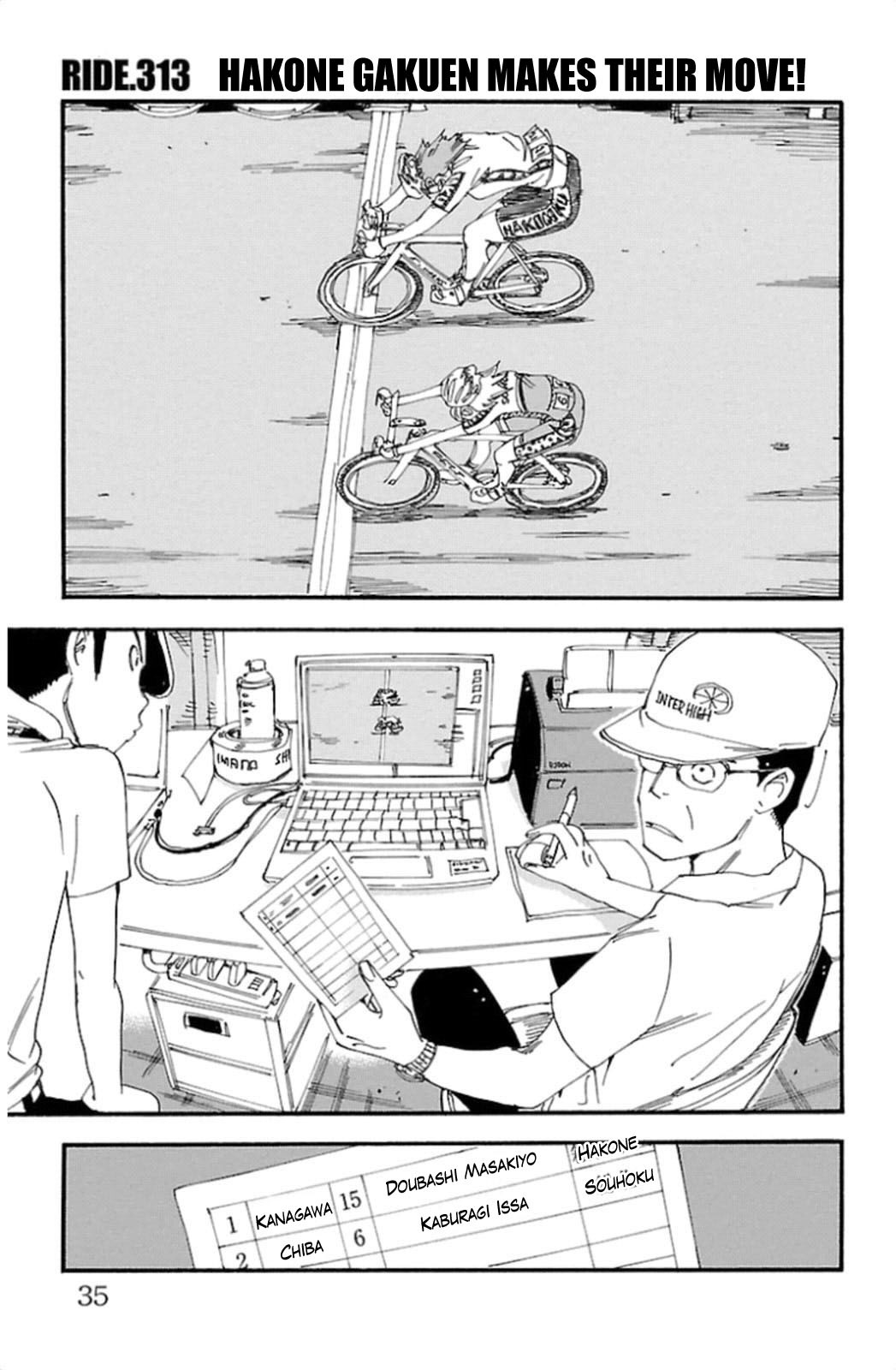 Yowamushi Pedal Chapter 313 page 1 - Chapter 313: Hakone gakuen makes their move!