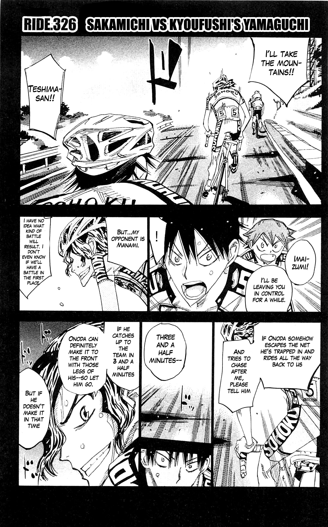 Yowamushi Pedal Chapter 326 page 1 - Chapter 326: Sakamichi vs Kyoufushi's Yamaguchi