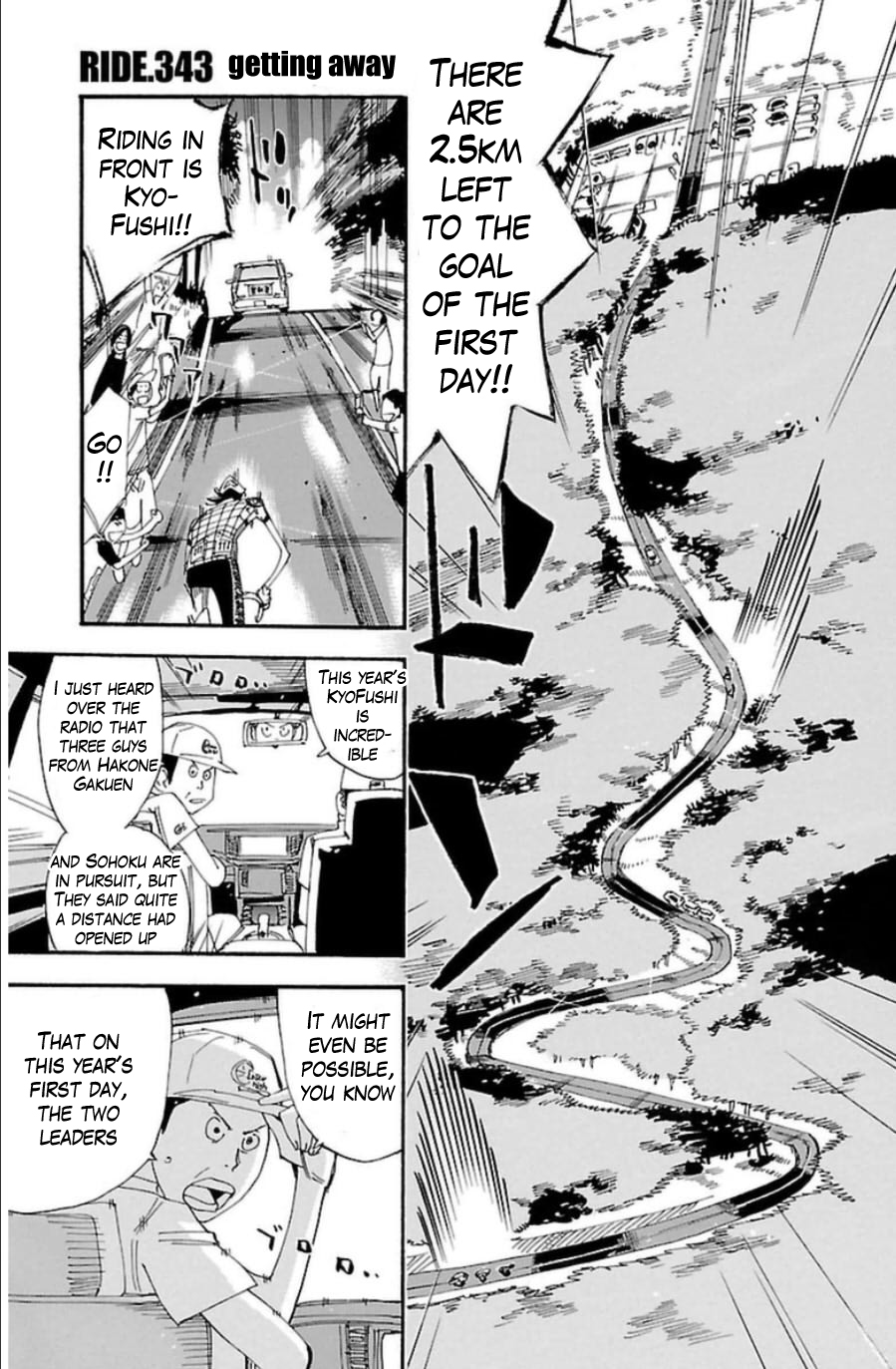 Yowamushi Pedal Chapter 343 page 1 - Chapter 343: Getting away!!