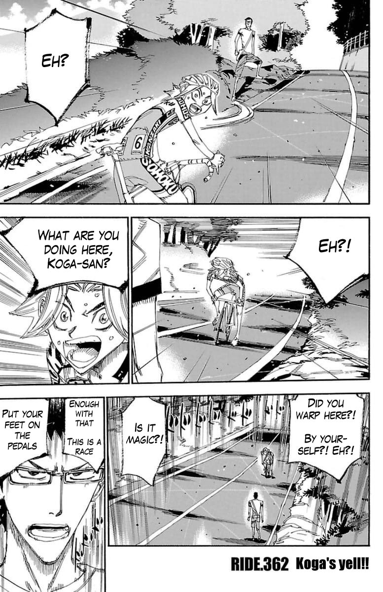 Yowamushi Pedal Chapter 362 page 1 - Chapter 362: Koga's Yell!!