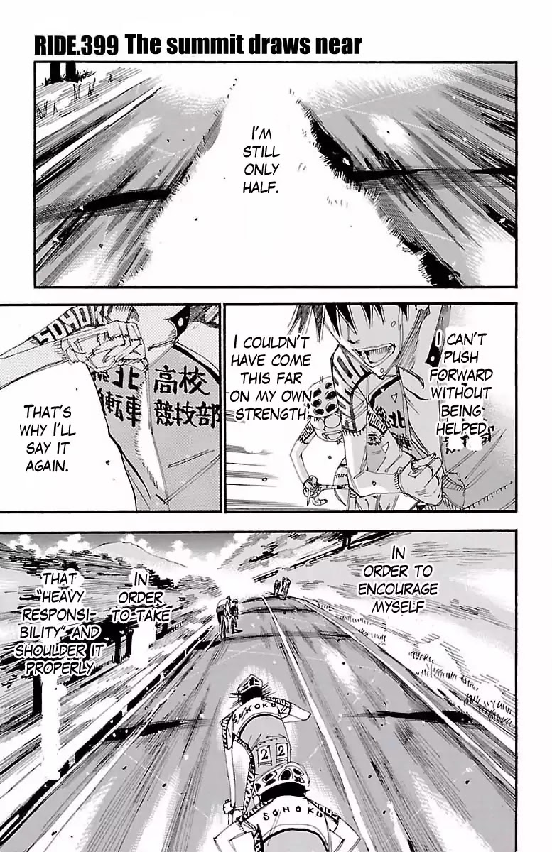 Yowamushi Pedal Chapter 399 page 1 - Chapter 399: The summit draws near