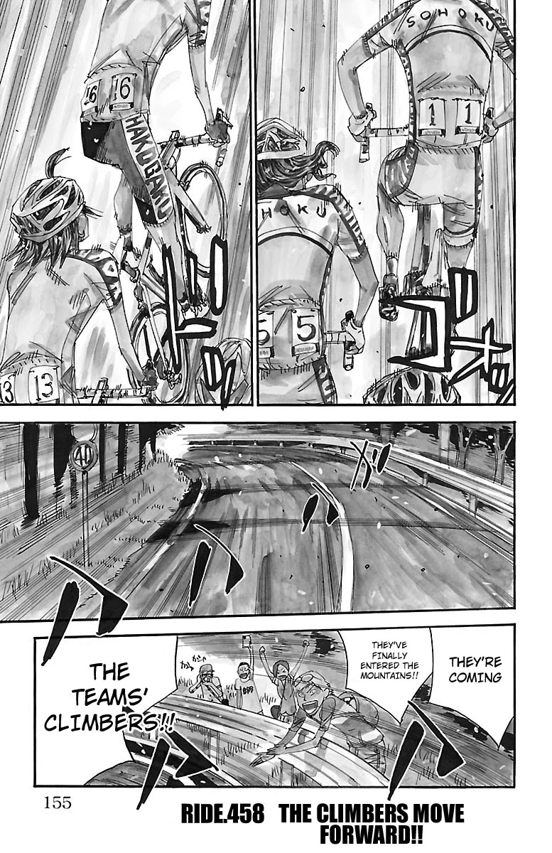 Yowamushi Pedal Chapter 458 page 1 - Chapter 458: The Climbers Move Forward!!