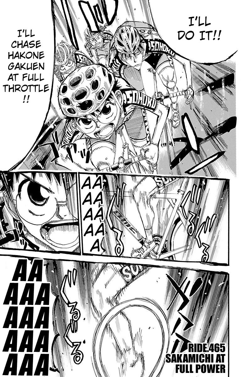 Yowamushi Pedal Chapter 465 page 1 - Chapter 465: Sakamichi At Full Power