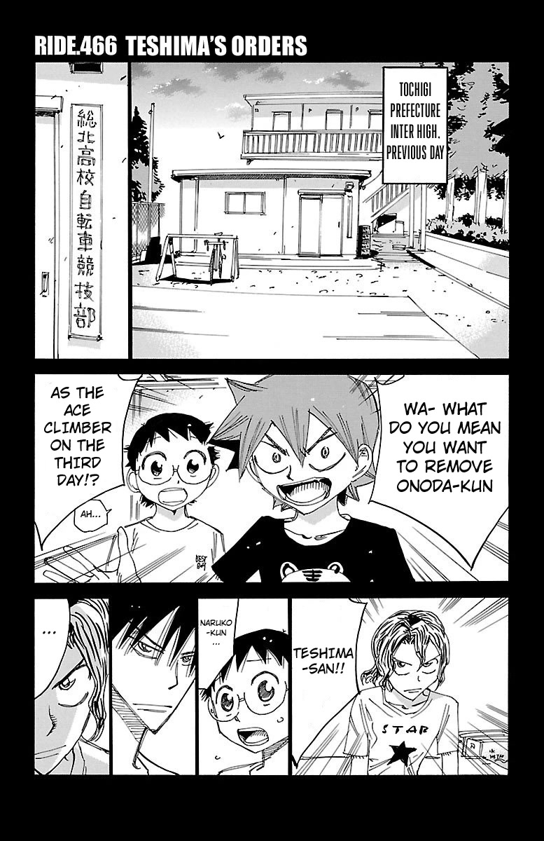 Yowamushi Pedal Chapter 466 page 1 - Chapter 466: Teshima's Orders