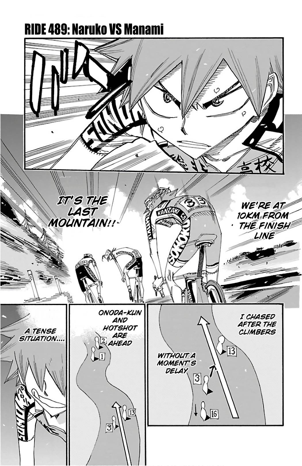 Yowamushi Pedal Chapter 489 page 1 - Chapter 489: Naruko VS Manami