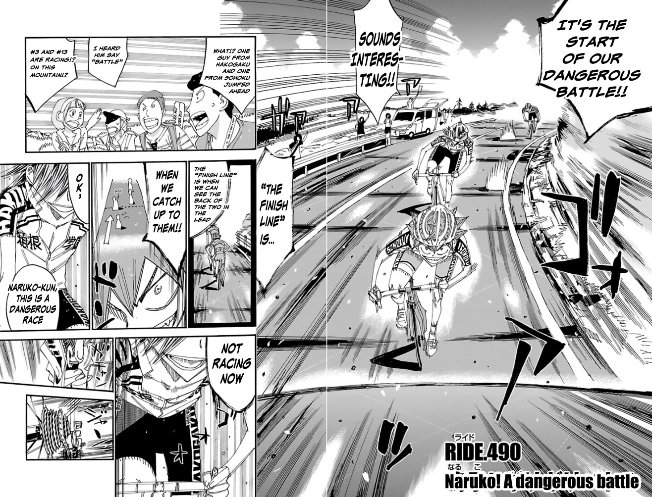 Yowamushi Pedal Chapter 490 page 2 - Chapter 490: Naruko! A dangerous battle