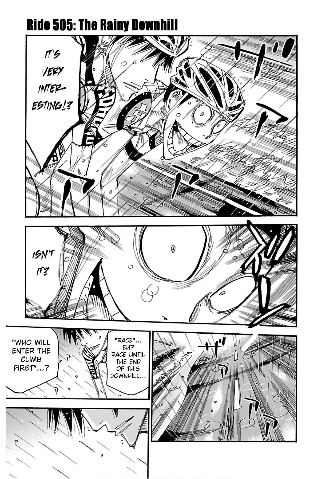 Yowamushi Pedal Chapter 505 page 1 - Chapter 505: The Rainy Downhill