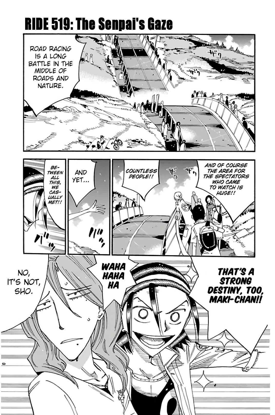 Yowamushi Pedal Chapter 519 page 1 - Chapter 519: The Senpai's Gaze