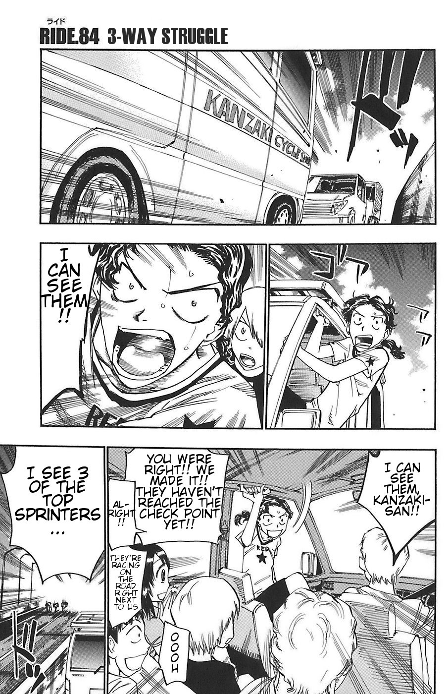 Yowamushi Pedal Chapter 84 page 1 - Chapter 84: 3-Way Sturggle