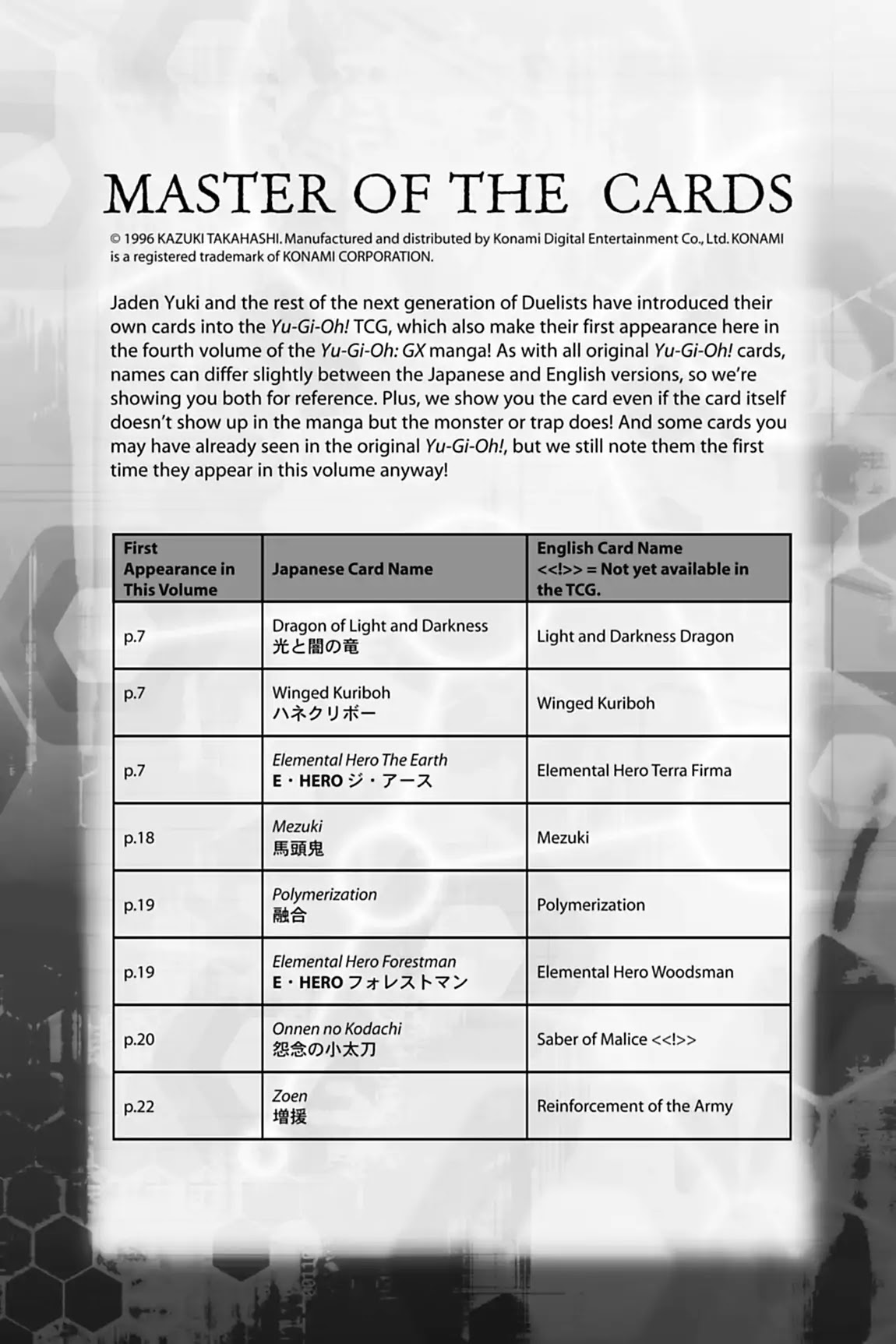 Yu-Gi-Oh! GX Chapter 32.5 page 1 - Vol.4 Every Card in This Volume