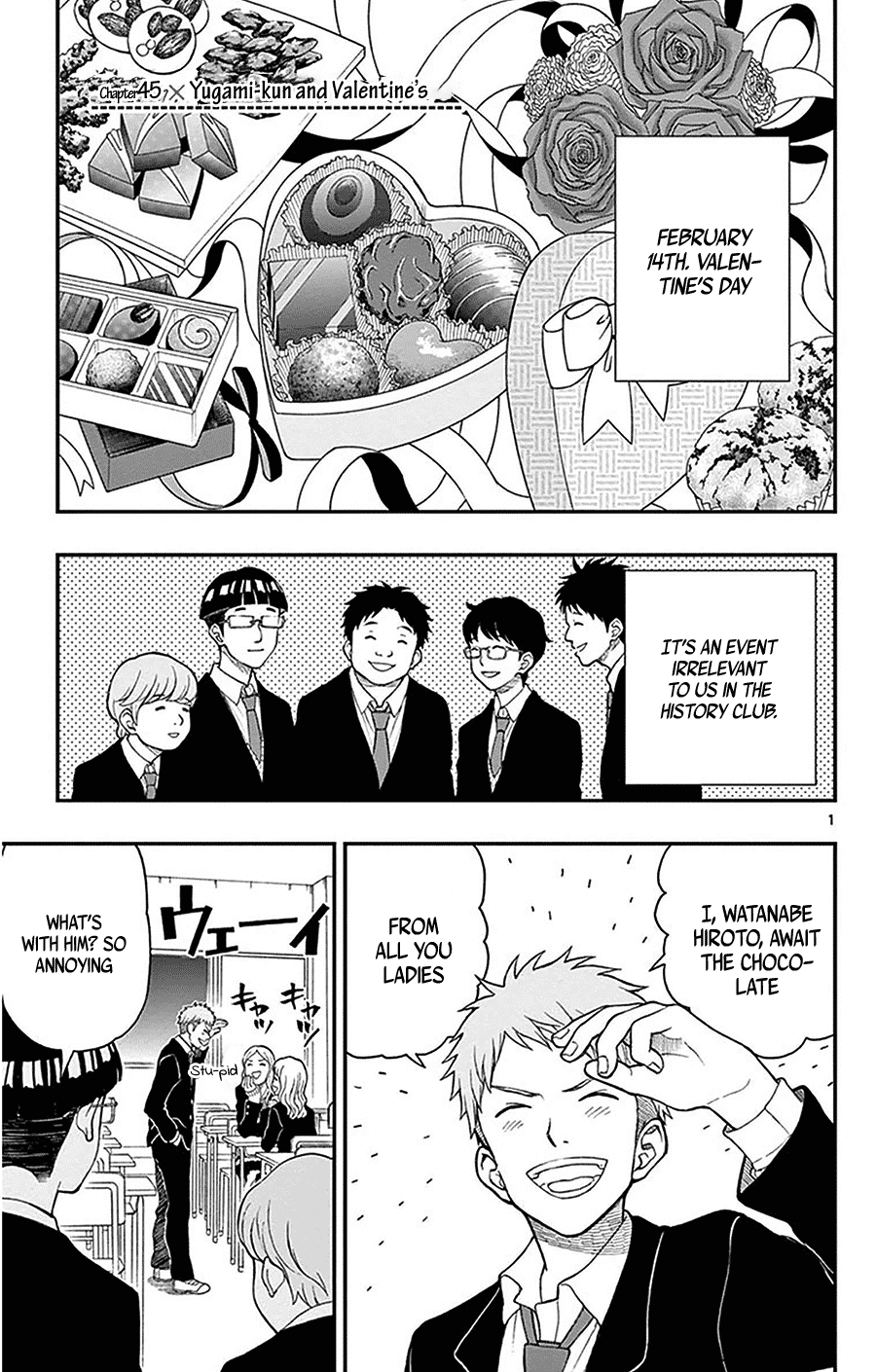 Yugami-kun ni wa Tomodachi ga Inai Chapter 45 page 1 - Chapter 45: Yugami-kun and Valentine's