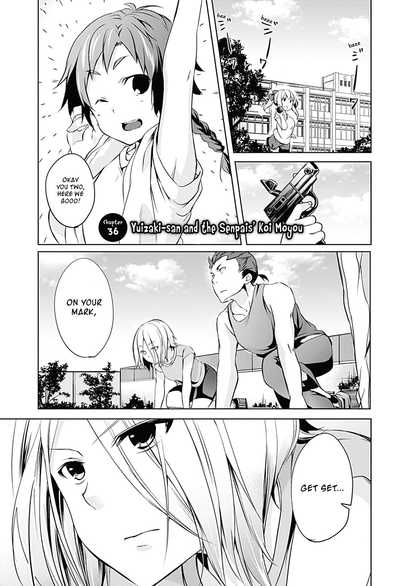 Yuizaki-san ha Nageru! Chapter 36 page 2 - Chapter 36: Yuizaki-san and the Senpais' Koi Mayou.