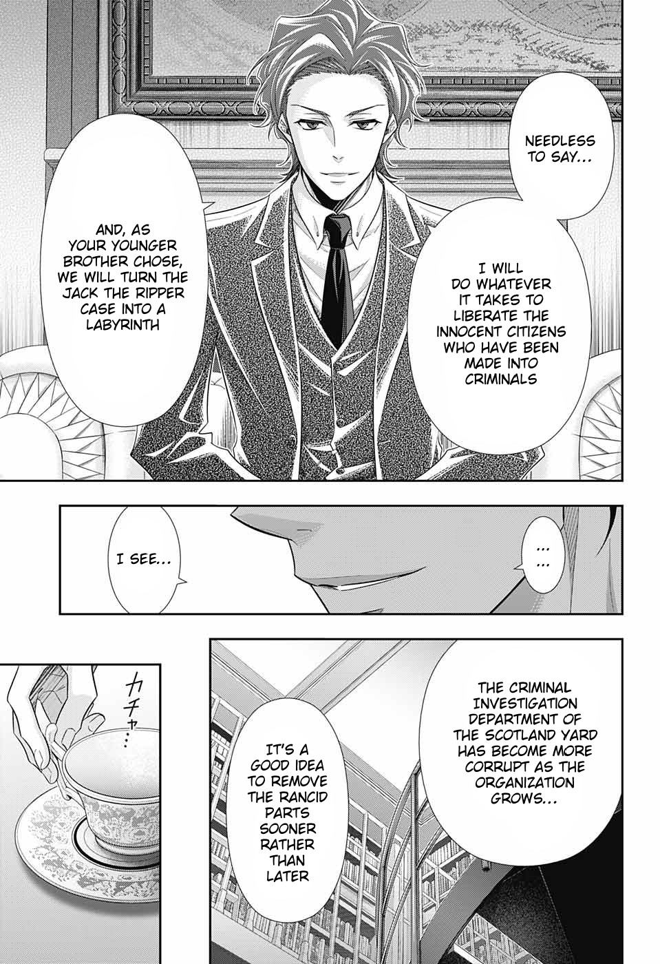 Yukoku no Moriarty Chapter 29 page 9 - Chapter 29: The Riot in New Scotland Yard Act 1