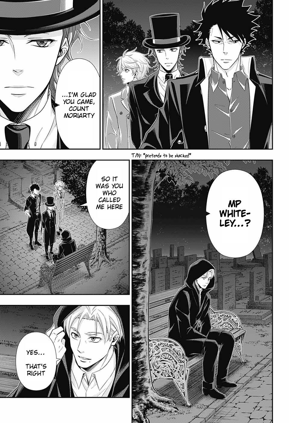 Yukoku no Moriarty Chapter 38 page 18 - Chapter 38: The White Knight of London Act 4