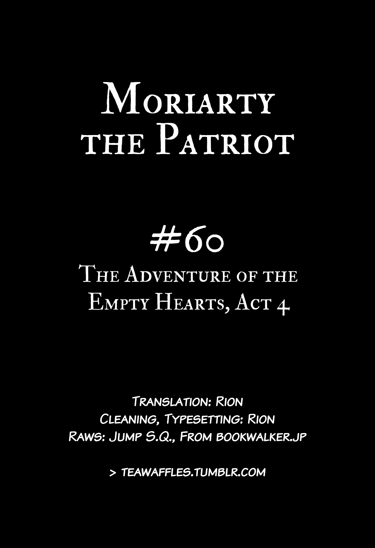 Yukoku no Moriarty Chapter 60 page 1 - Chapter 60: The Adventure of the Empty Hearts, Act 4