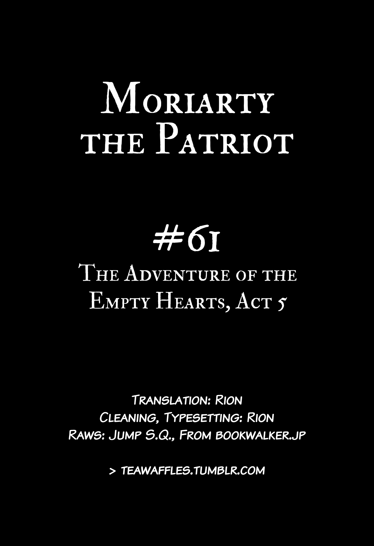 Yukoku no Moriarty Chapter 61 page 1 - Chapter 61: The Adventure of the Empty Hearts, Act 5