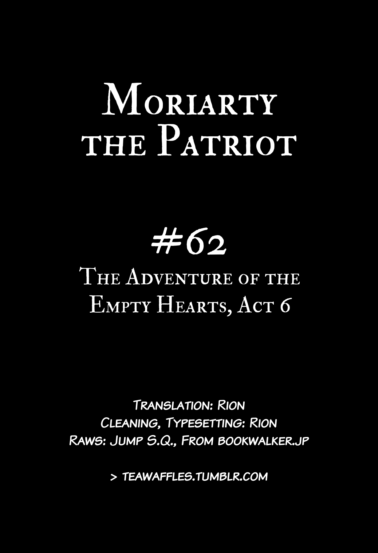 Yukoku no Moriarty Chapter 62 page 1 - Chapter 62: The Adventure of the Empty Hearts, Act 6