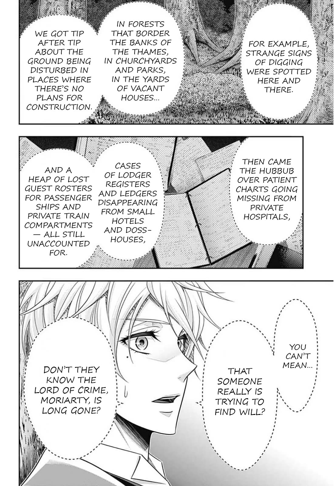 Yukoku no Moriarty Chapter 95 page 13 - Chapter 95: Lies and Lies : Act 2
