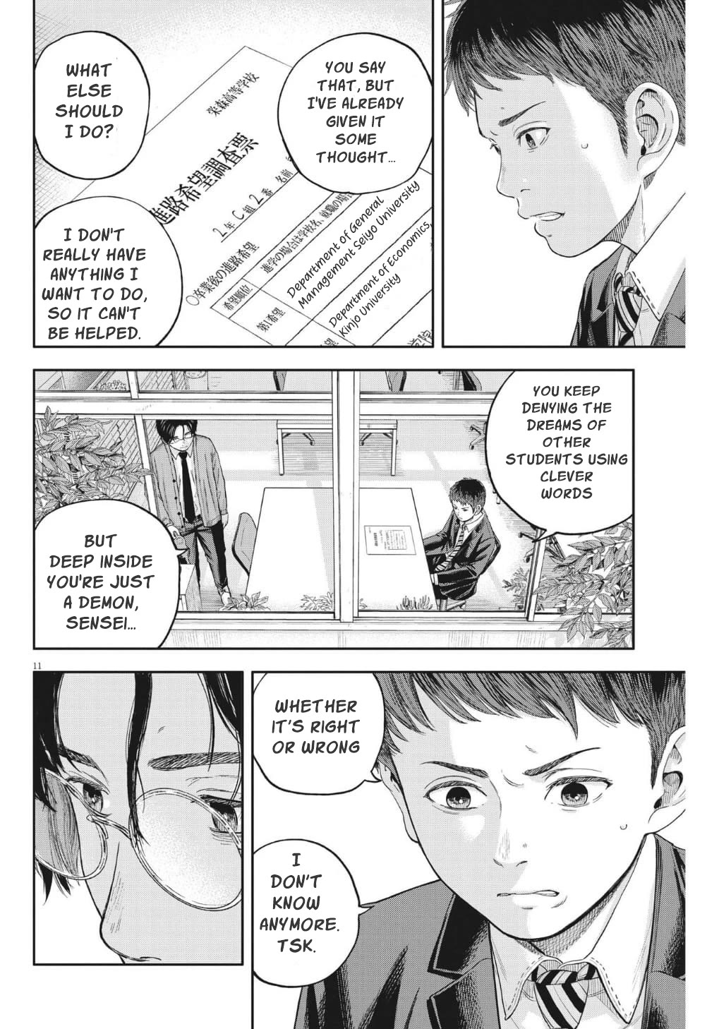 Yumenashi-sensei's Guidance Counseling Chapter 19 page 11 - Chapter 19: Aspiration: Undecided (part 1)