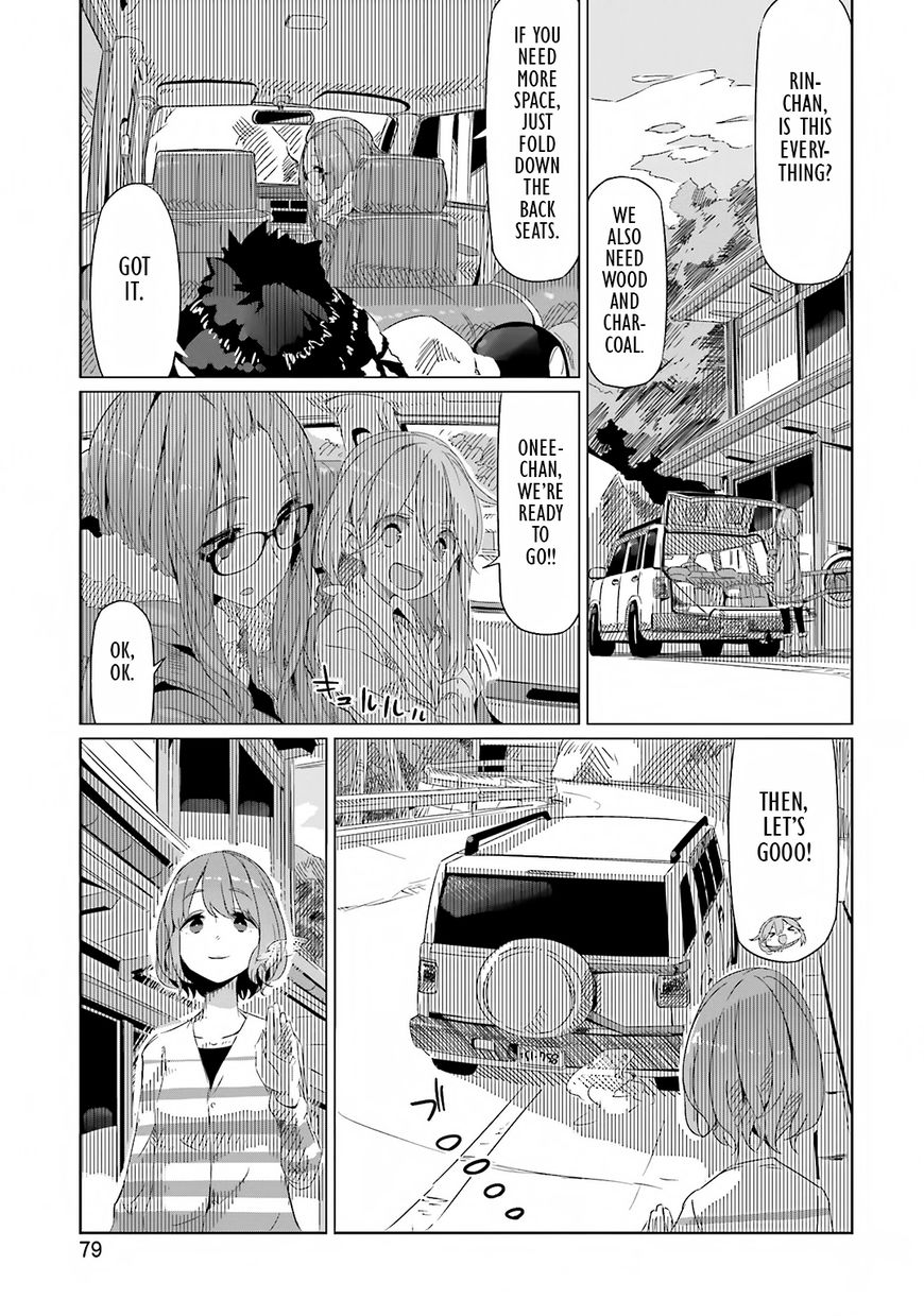Yurucamp Chapter 10 page 1 - Chapter 10 : Meat, Autumn Leaves, and a Mysterious Lake