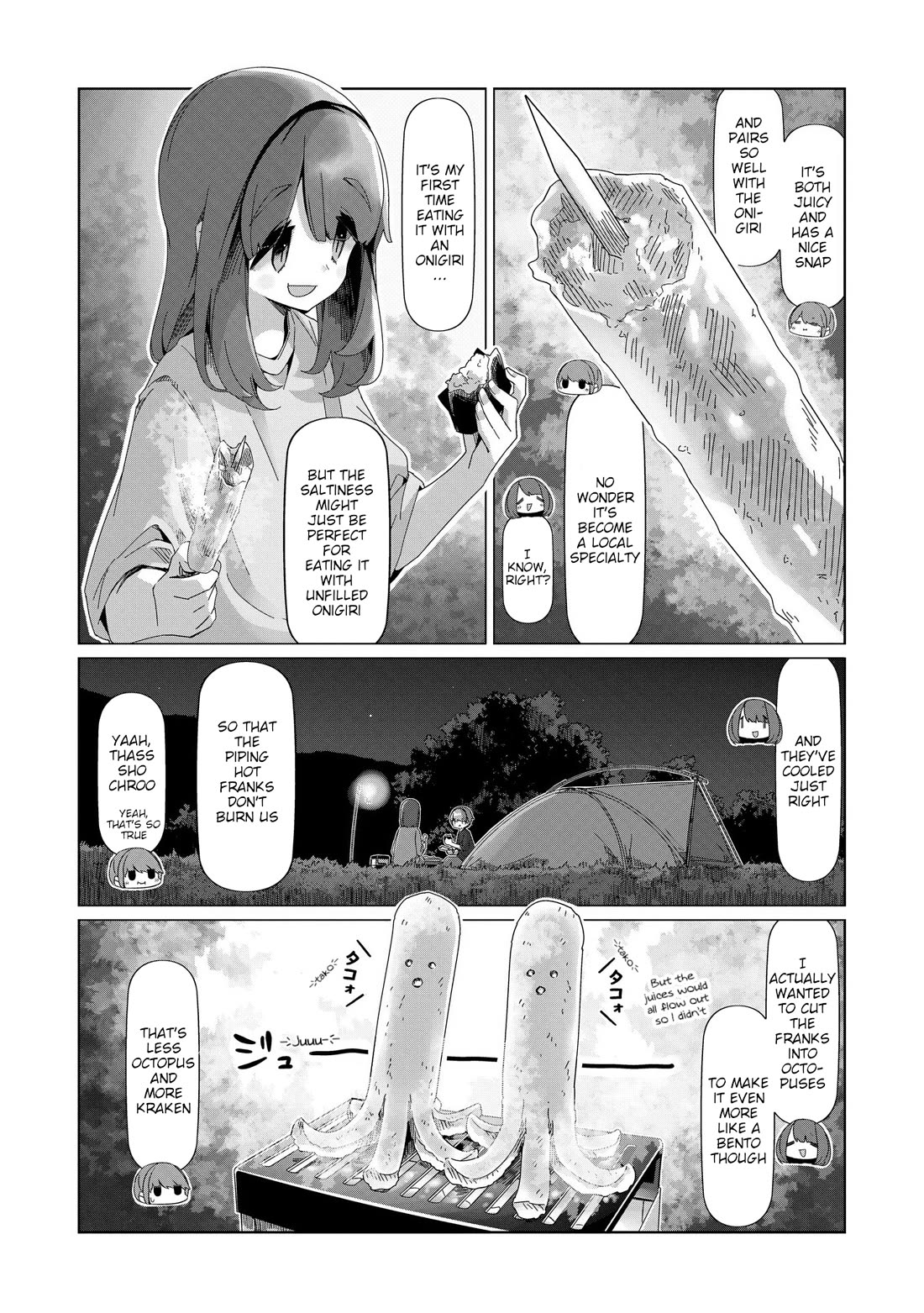 Yurucamp Chapter 100 page 12 - Chapter 100: The Problem Of What Pairs Well With Frankfurthers