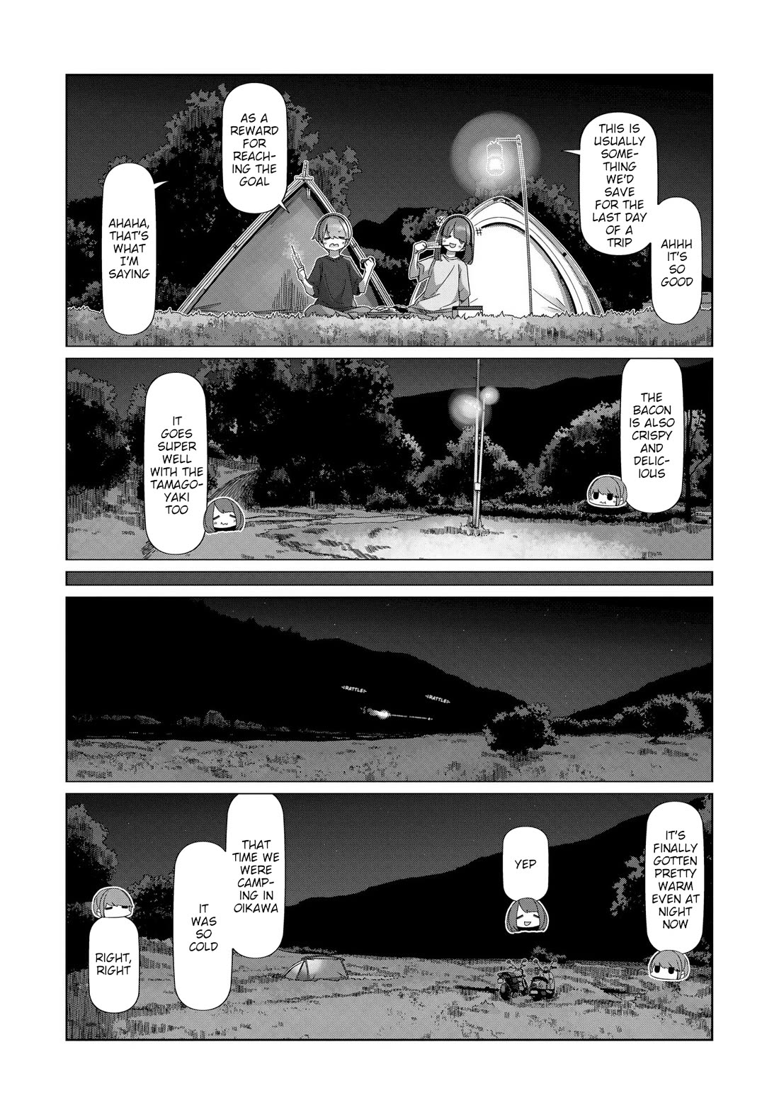 Yurucamp Chapter 100 page 13 - Chapter 100: The Problem Of What Pairs Well With Frankfurthers