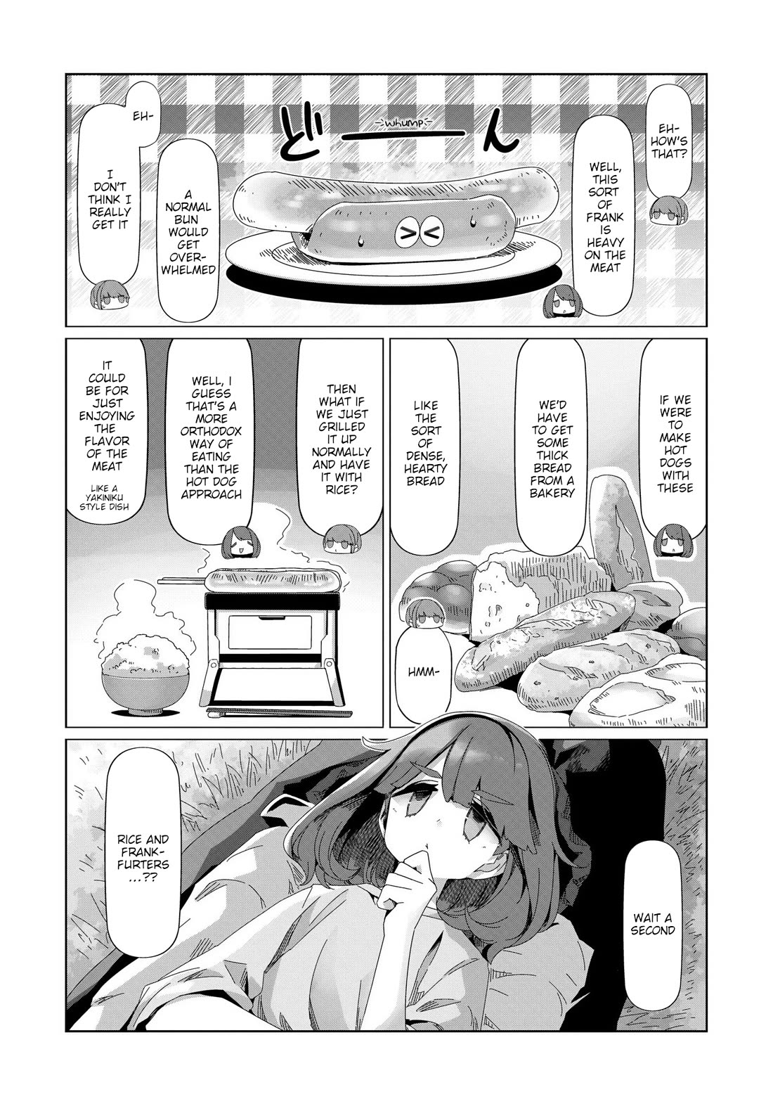 Yurucamp Chapter 100 page 5 - Chapter 100: The Problem Of What Pairs Well With Frankfurthers