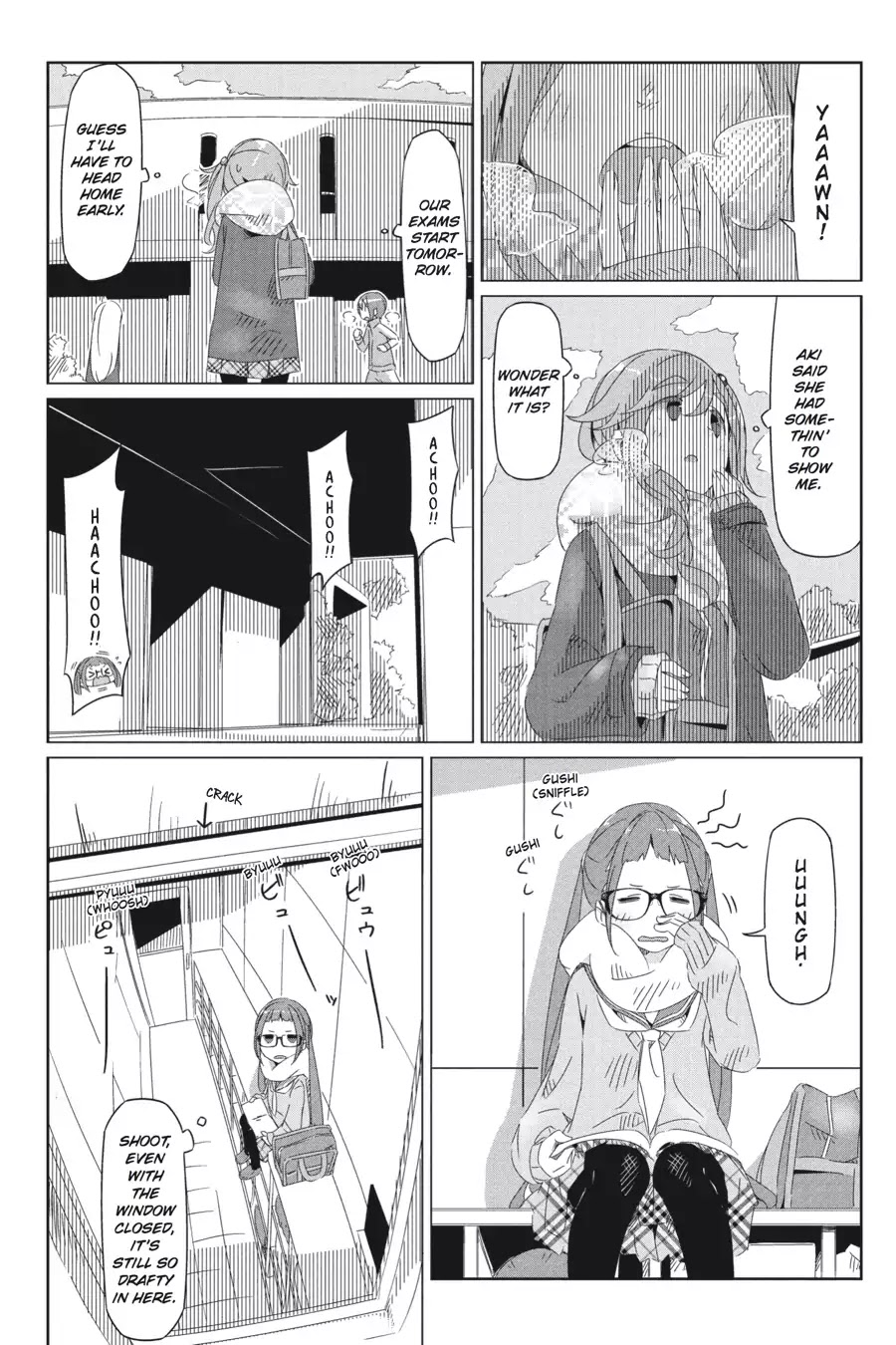 Yurucamp Chapter 13 page 1 - Chapter 13: Tests, and An Introduction to Fancy Camping