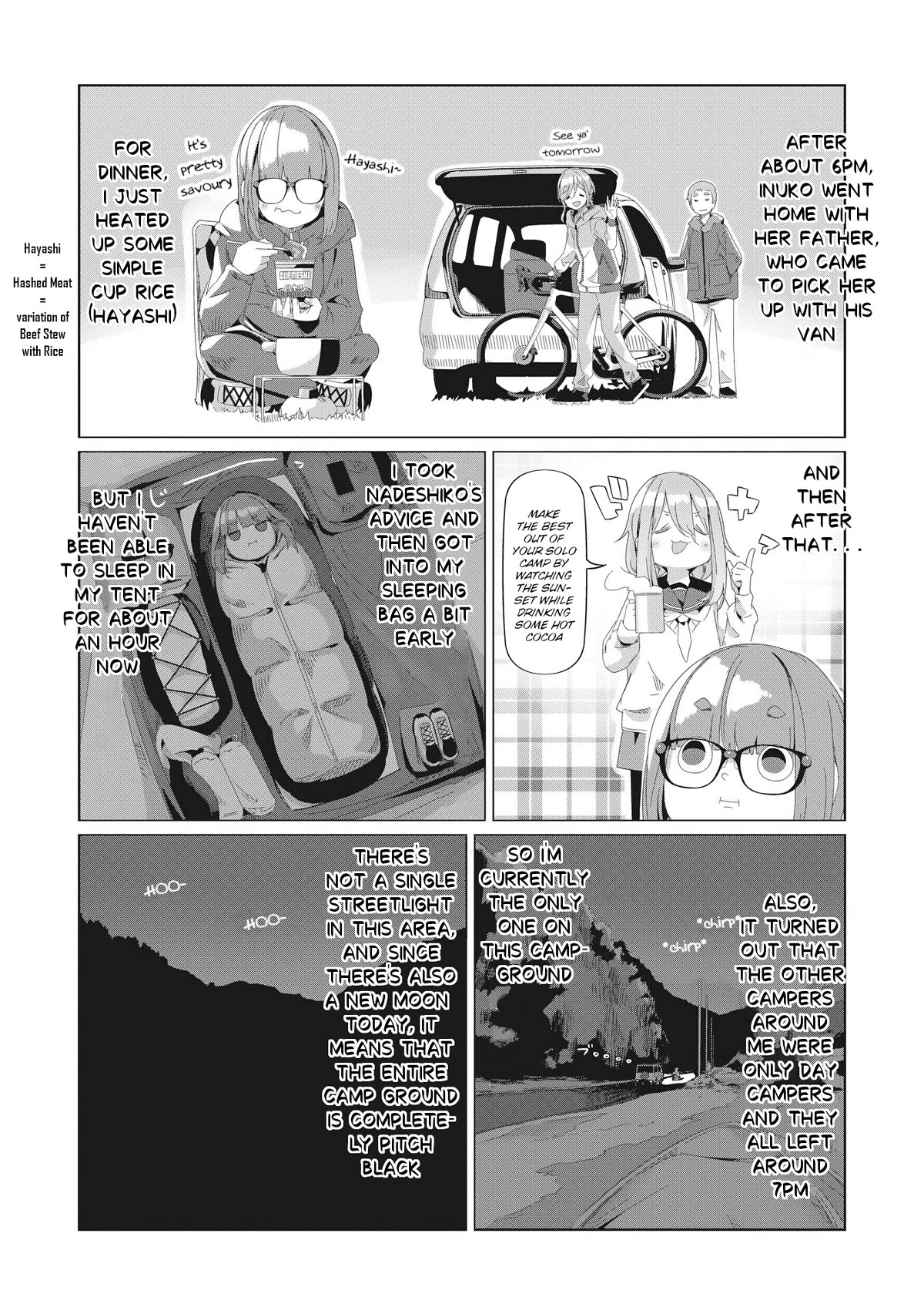 Yurucamp Chapter 77 page 1 - Chapter 77: The Night at the Solo Camp, The Truth of the Inuyama Family