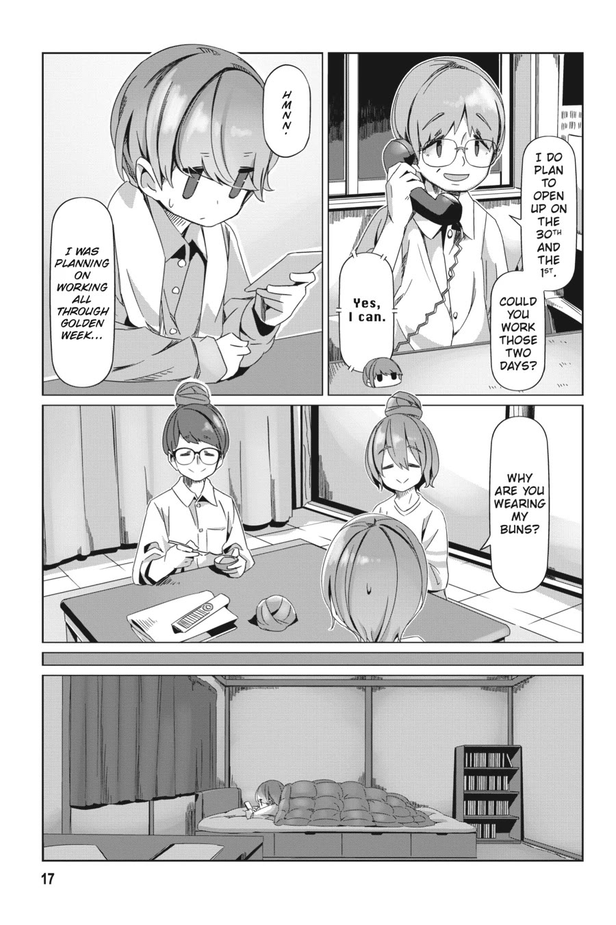 Yurucamp Chapter 88 page 18 - Chapter 88: Farewell, Shimarin's Bun, Until She Grows Her Hair Out Again