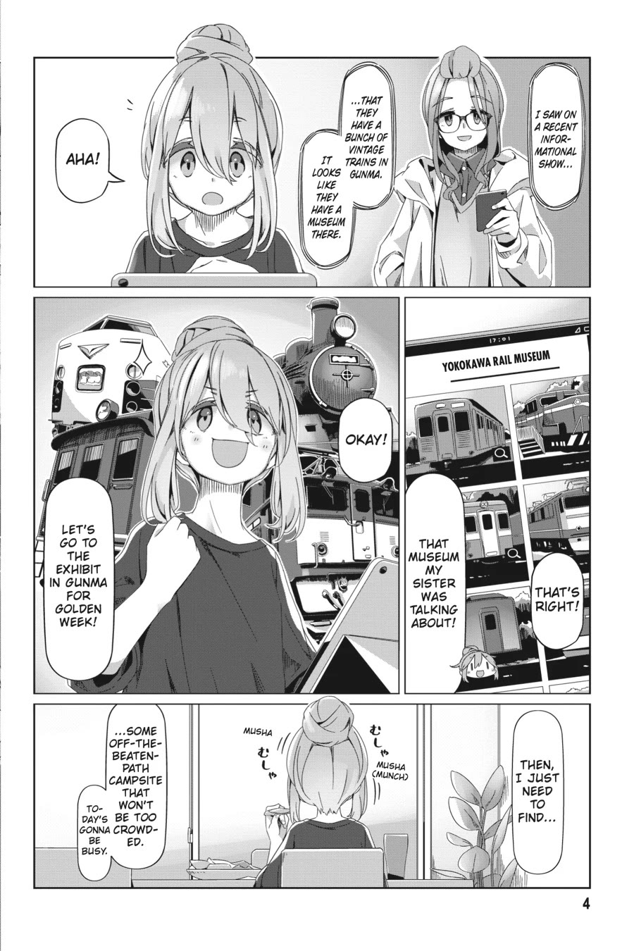 Yurucamp Chapter 88 page 5 - Chapter 88: Farewell, Shimarin's Bun, Until She Grows Her Hair Out Again