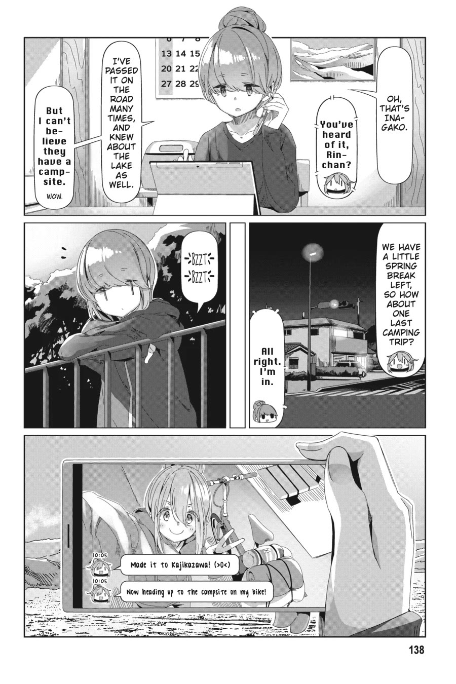 Yurucamp Chapter 92.5 page 6 - Chapter 92.5: Special Episode Rin and Nadeshiko's Lake Inaga Spring Camp
