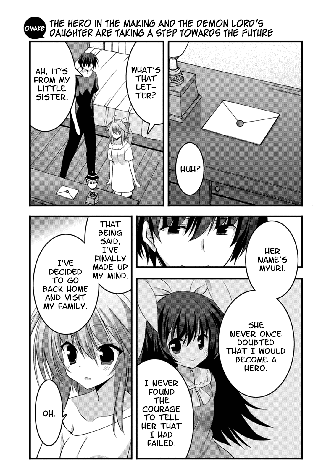Yuusha ni Narenakatta Ore wa Shibushibu Shuushoku o Ketsuishimashita. Chapter 16.5 page 1 - Chapter 16.5: Omake: The Hero in the Making and the Demon Lord's Daughter are Taking a Step Towards the Future