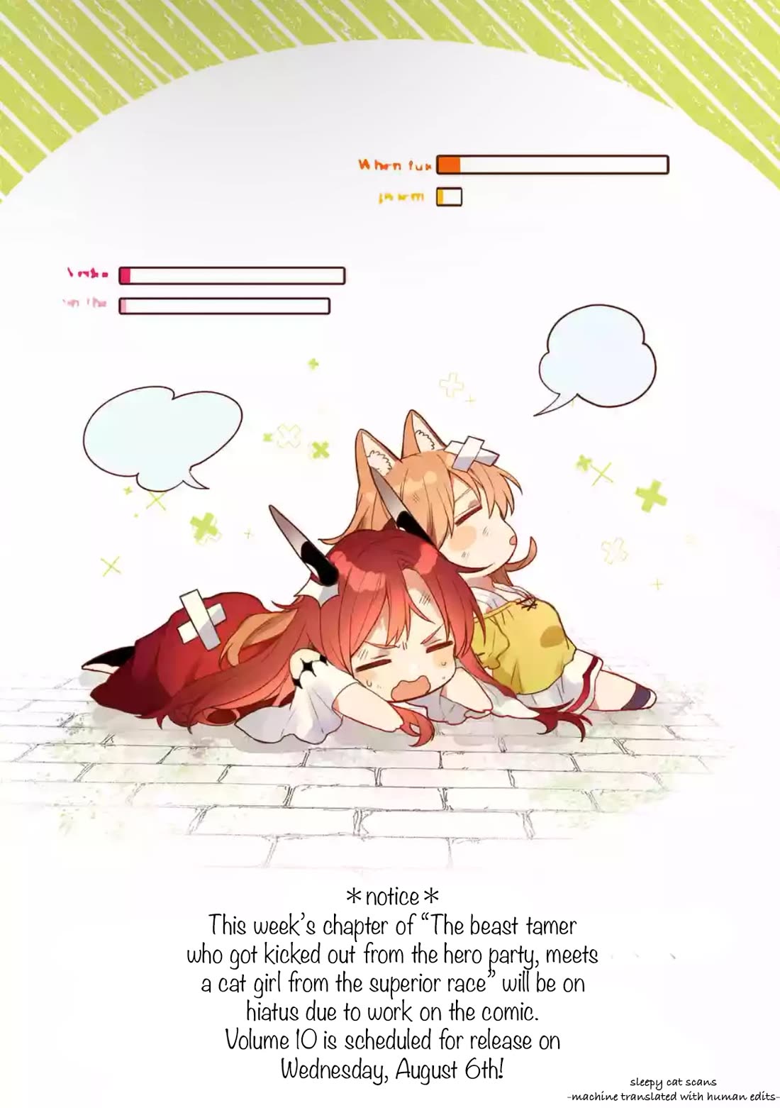 Yuusha Party wo Tsuihou Sareta Beast Tamer, Saikyou Shuzoku Nekomimi Shojo to Deau Chapter 89.5 page 1 - Chapter 89.5: Hiatus notice