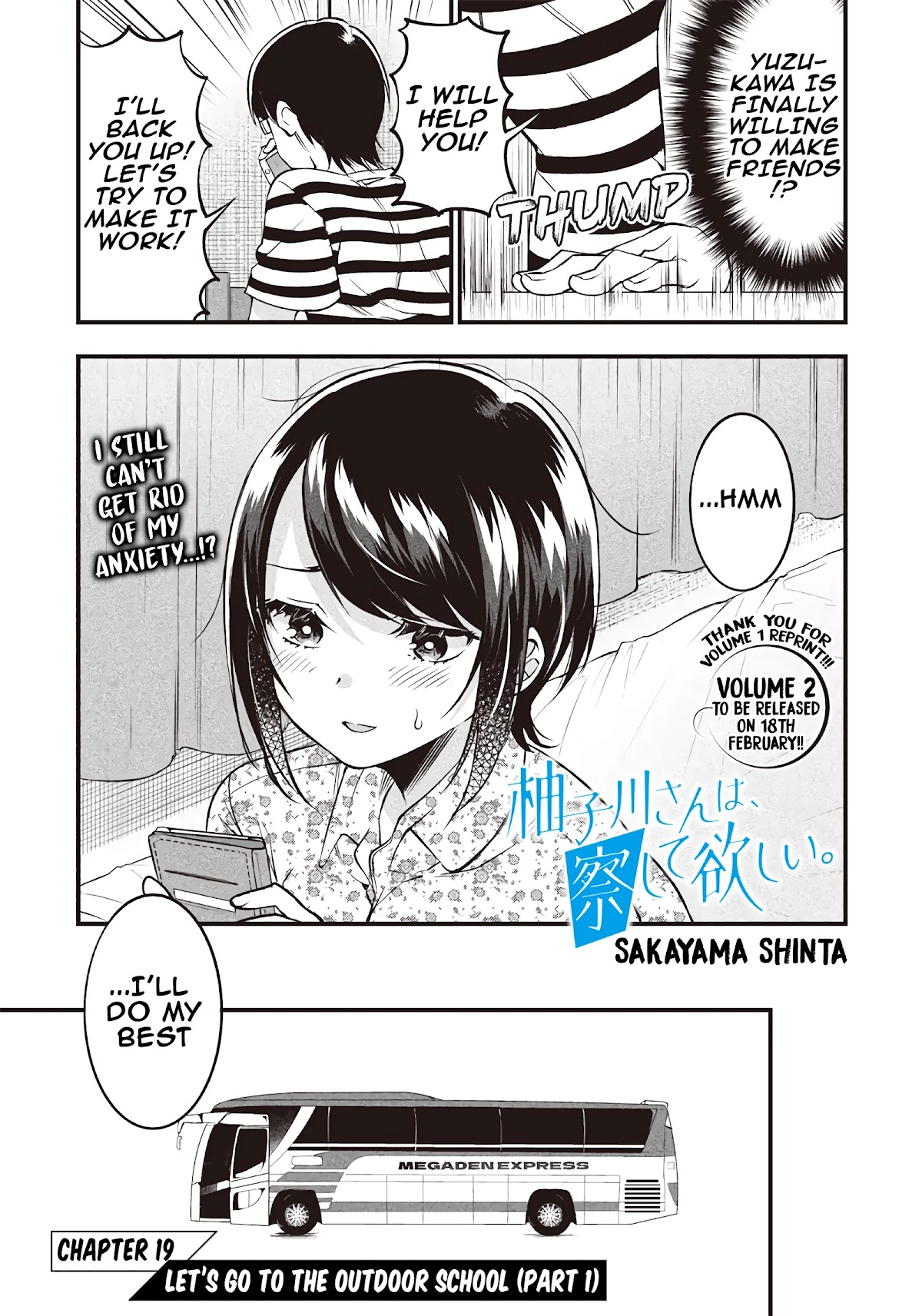 Yuzukawa-san wa, Sasshite Hoshii. Chapter 19 page 3 - Chapter 19: Let's go to the outdoor school (Part 1)