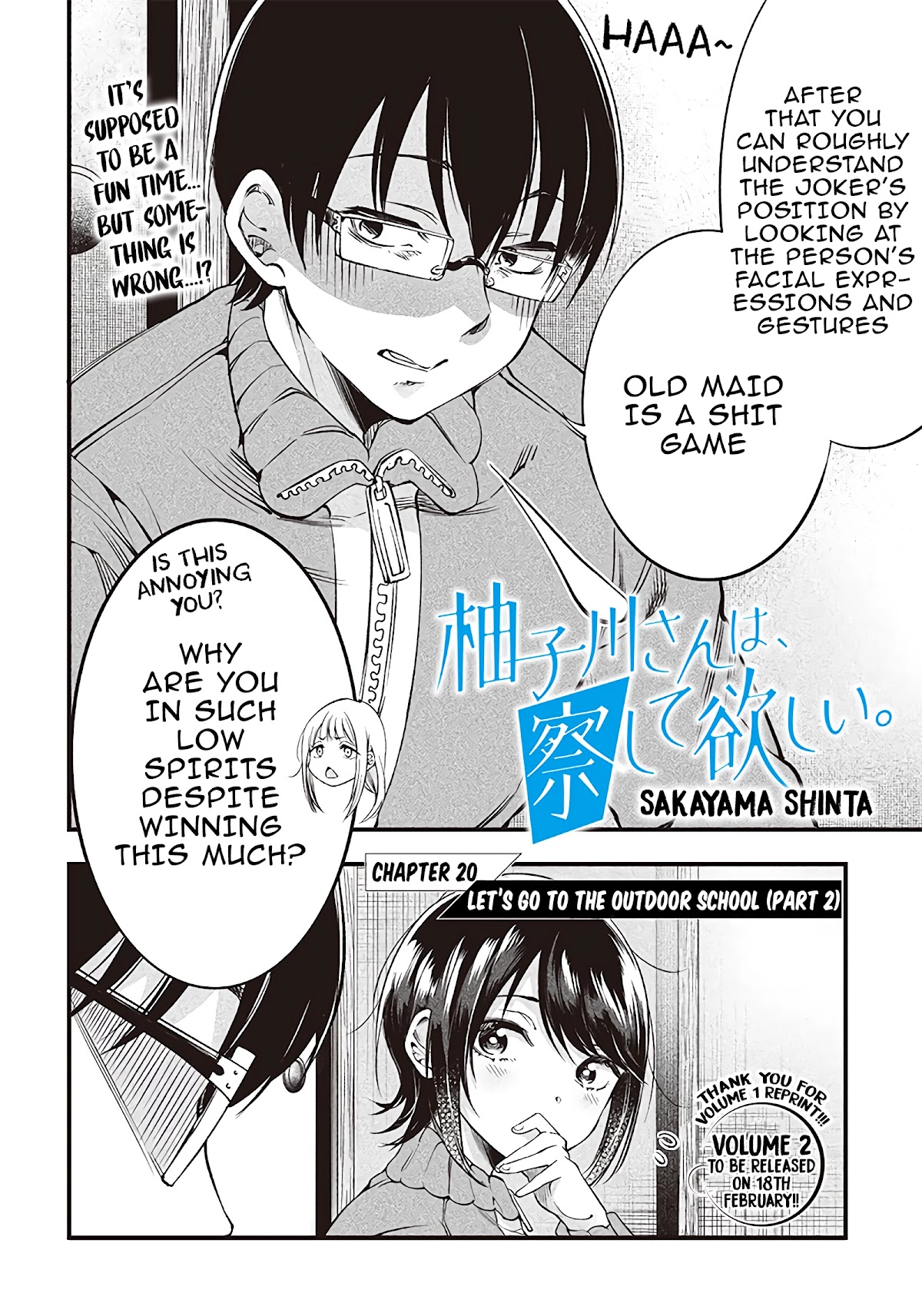Yuzukawa-san wa, Sasshite Hoshii. Chapter 20 page 2 - Chapter 20: Let's go to the outdoor school (Part 2)