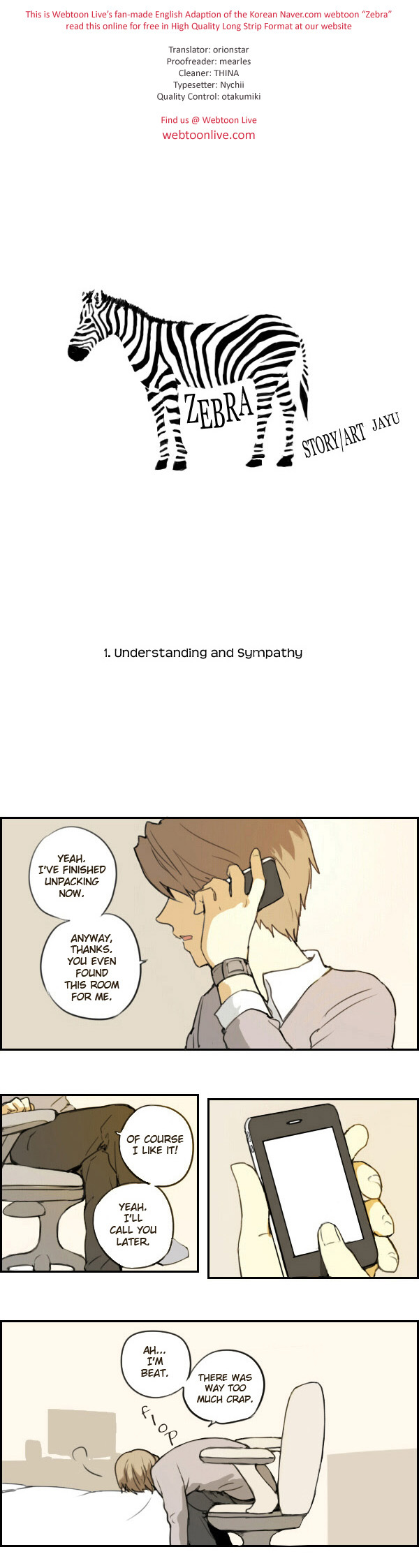 Zebra Chapter 1 page 1 - Chapter 1: Understanding and Sympathy