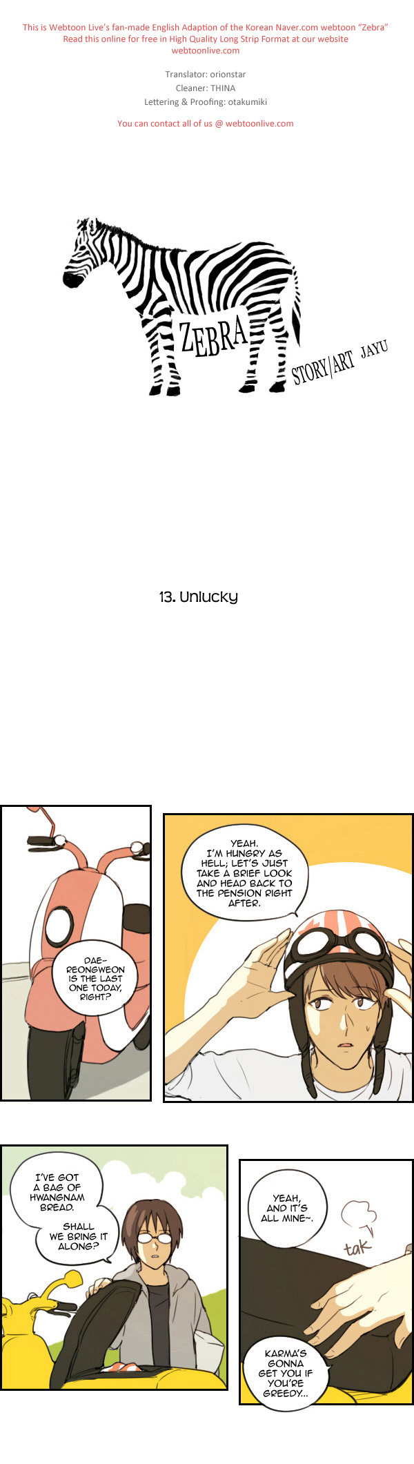 Zebra Chapter 13 page 1 - Chapter 13: Unlucky