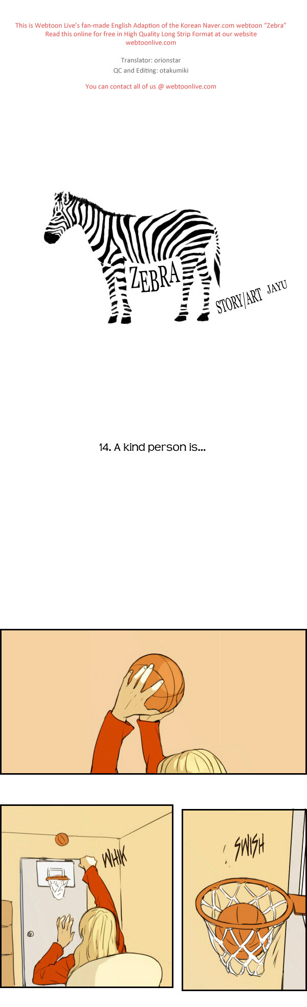 Zebra Chapter 14 page 1 - Chapter 14: A Kind Person Is...