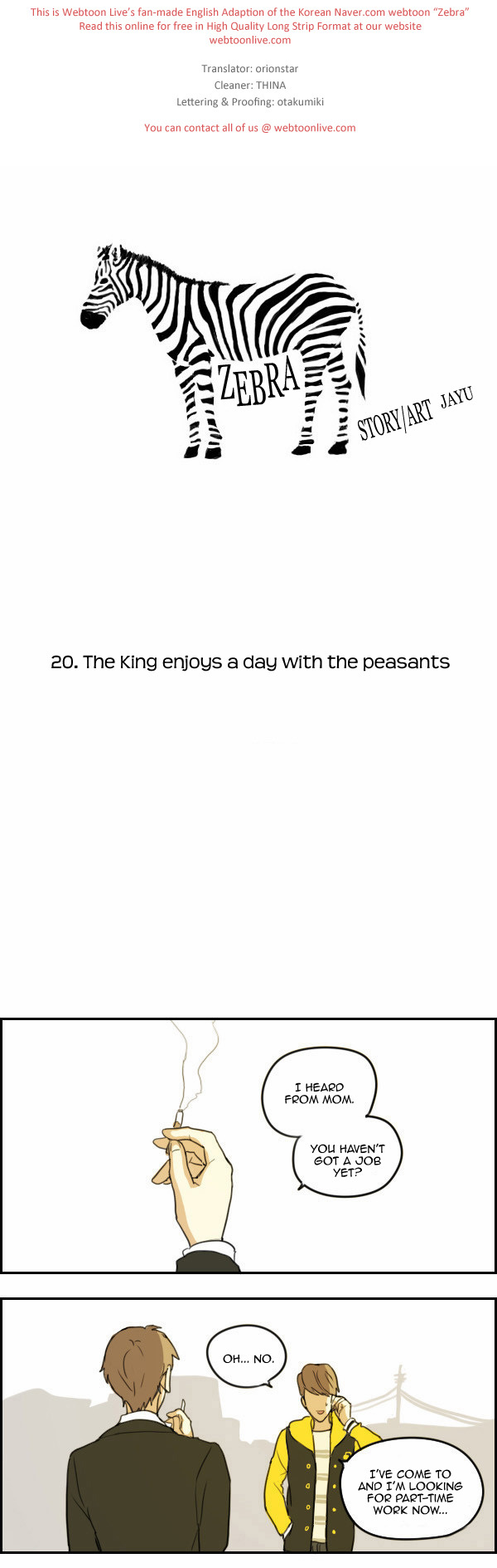 Zebra Chapter 20 page 1 - Chapter 20: The King Enjoys a Day with the Peasants