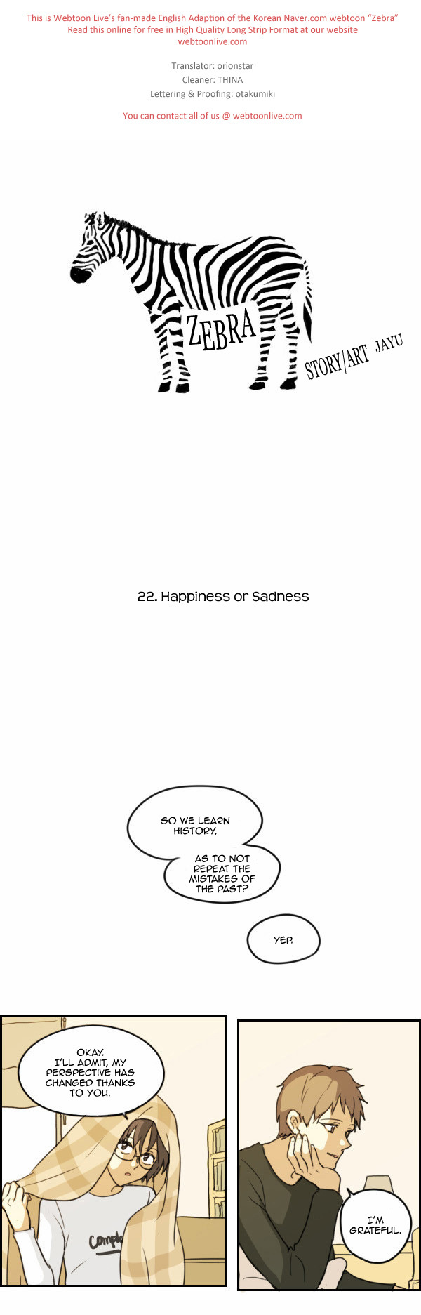 Zebra Chapter 22 page 1 - Chapter 22: Happiness or Sadness