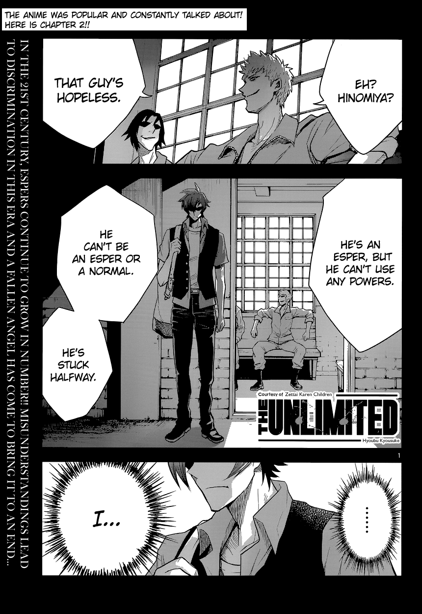 Zettai Karen Children: THE UNLIMITED - Hyoubu Kyousuke Chapter 2 page 1 - Chapter 2: Supernatural Jailbreak (2)