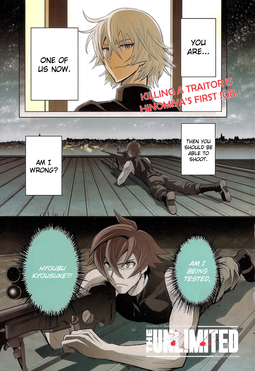Zettai Karen Children: THE UNLIMITED - Hyoubu Kyousuke Chapter 4 page 1 - Chapter 4: Melody of Assassination (2)
