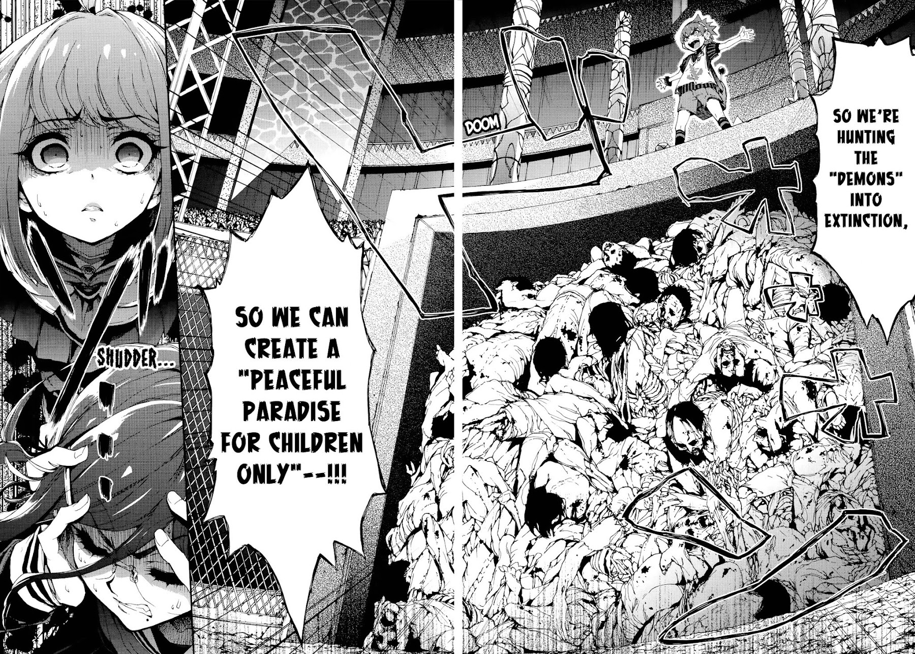 Zettai Zetsubou Shoujo - Danganronpa Another Episode - Genocider Mode Chapter 1 page 37 - Chapter 1 : The Demon that Cries Out Love from the Depths of Hell