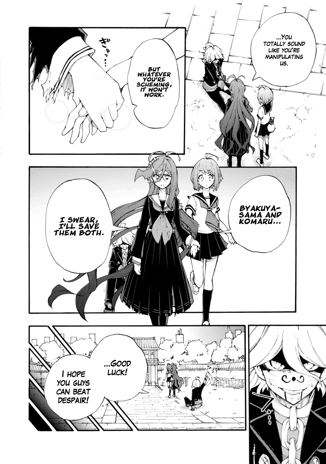 Zettai Zetsubou Shoujo - Danganronpa Another Episode - Genocider Mode Chapter 9 page 14 - Chapter 9: Town of Despair and High School Students of Hope