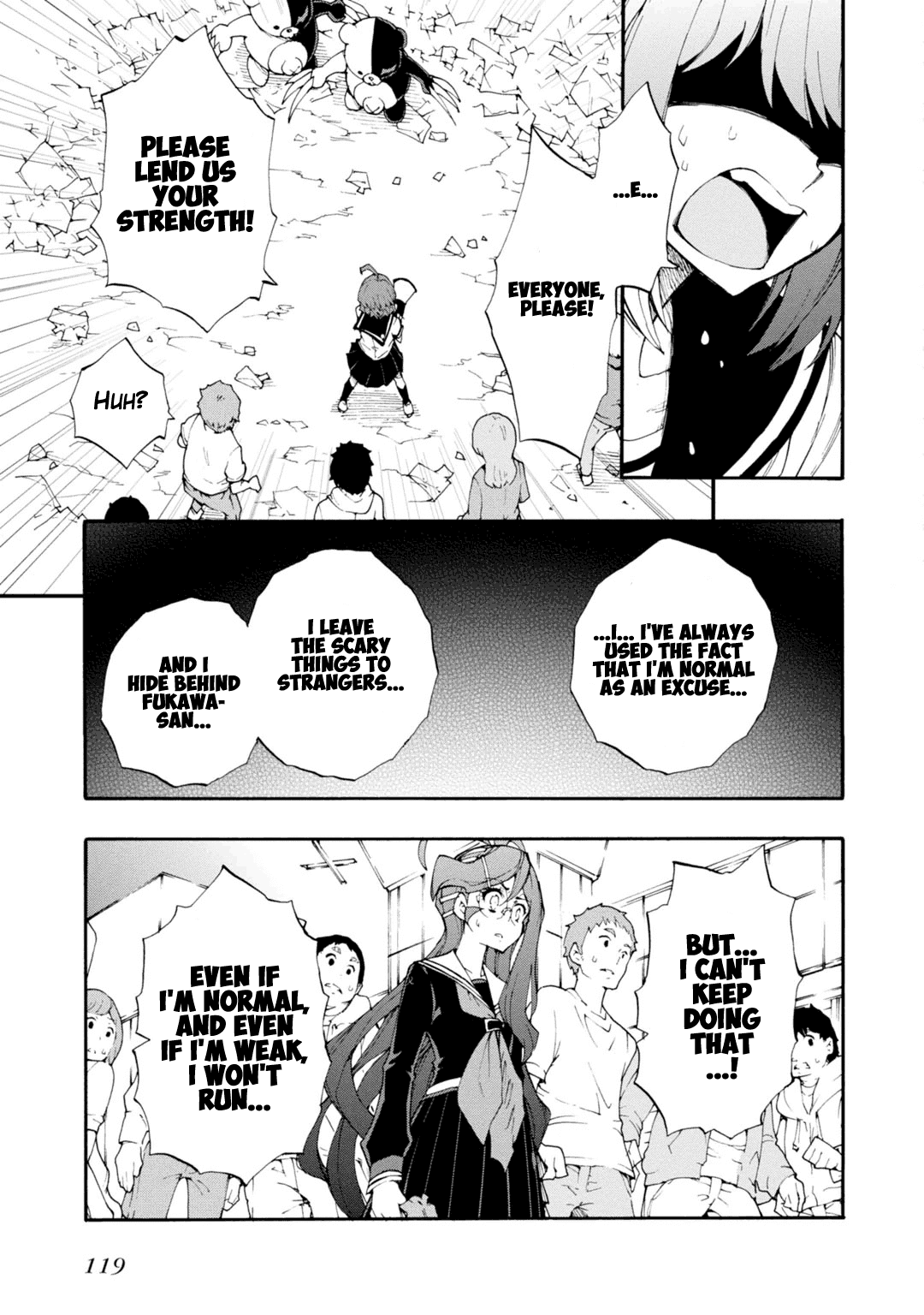 Zettai Zetsubou Shoujo - Danganronpa Another Episode - Genocider Mode Chapter 9 page 25 - Chapter 9: Town of Despair and High School Students of Hope