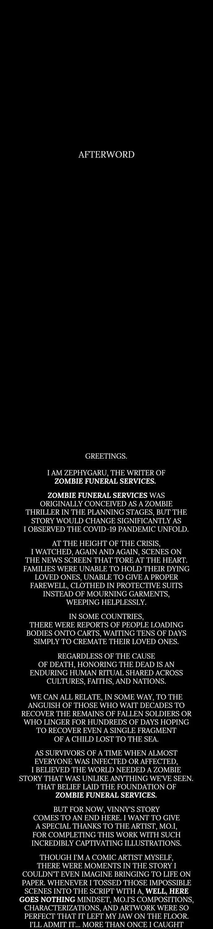 Zombie Funeral Services Chapter 71.5 page 1 - Chapter 71.5: Episode 71.5 (Season 1 Afterword)
